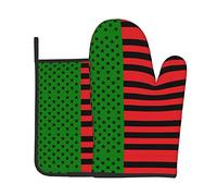 2 pezzi Forno E Presine Guanti African American Flag - Red Black And Green Guanti Da Cucina Resistente Al Calore Guanti Da Barbecue Per Cottura Al Forno, Cucinare, Grigliare