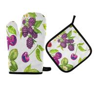 2 pezzi Forno E Presine Guanti Cherry Strawberry Grape Fruit Guanti Da Cucina Professional Guanti Da Barbecue Per Microonde, Cucina, Cottura Al Forno