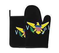 2 pezzi Forno E Presine Guanti U.S. Virgin Islands National Flag Guanti Da Forno A Microonde Morbida Guanti Da Barbecue Per Cucina, Grigliare, Cucinare