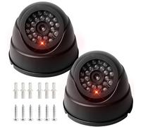 2 pezzi fotocamera finte, supporto da parete per fotocamera manichino, telecamera di sorveglianza con LED rosso lampeggiante, finta, telecamera di sorveglianza, fotocamera Atrappa esterna per interni