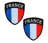 2 pezzi France Targhetta con bandiera - Tattica Francia Frence Nazionale Emblema ricamato, toppa in tessuto per zaini, vestiti, borse, uniforme, gilet in jersey da viaggio