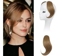 2 Pezzi Frangia Clip Capelli Naturali Frangetta French Frangia Extension Clip Capelli Frontale Frangetta Parte Centrale Posticc per Capelli Donna