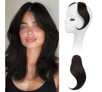 2 Pezzi Frangia Clip Capelli Naturali Frangetta French Frangia Extension Clip Capelli Frontale Frangetta Parte Centrale Posticc per Capelli Donna