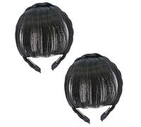 2 pezzi frangia finta naturale pezzo di capelli clip parrucca lunga sintetica fascia per capelli frangia fascia per capelli per le donne