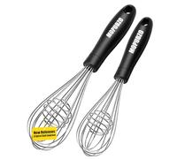 2 Pezzi Frusta da Cucina in Acciaio Inossidabile 30 cm x 25.5 cm, con Sfera Integrata, Sbattitore Manuale, per Mescolare, le Uova, Mescolare la Pastella, la Schiuma, Lavabile in Lavastoviglie