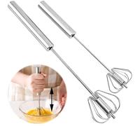 2 Pezzi Frusta, Fruste Per le Uova, Frusta a Spinta Manuale Semiautomatica Multifunzionale, Frusta da Cucina in Acciaio Inossidabile, Sbattitore a Mano, Frusta Per Il Latte, Frusta Rotante