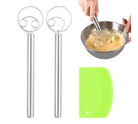 2 Pezzi Frusta per Impasto Danese in Acciaio Inox 304 (33 cm) + 1 Tagliapasta in PP, Frusta Olandese da Cucina, Frusta Per Impastare, Danish Whisk Per Pane, Pizza, Dolci e Pasticceria
