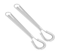 2 Pezzi Frusta per Uova Manuale in Acciaio Inox, Molla Inferiore | Miscelazione Rapida per Impasti e Paste, Foro Integrato, Finitura Lucida, Colore Argento