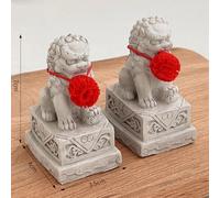 2 pezzi Fu Dogs Statue in pietra Sculture di animali per mensola d'ingresso