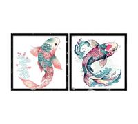 2 Pezzi Fumetto Diamond Painting,Carpa koi Diamond Painting Kit Completo,5D DIY Quadrati Diamantini Art Hobby Creativi Adulti,Ricamo a Punto Croce Artigianale per Decorazione Della Casa 30x30cm,2p427p