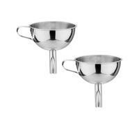 2 Pezzi Funnel da Cucina in Acciaio Inox Manico ad Anello | Filtro per Vino e Olio, Finitura Liscia e Brillante, per Baristi e Cuochi in Cucina