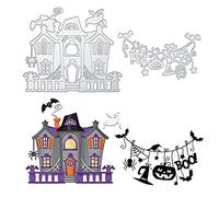 2 pezzi Fustella modello di taglio a forma di casa zucca ragnatela fantasma taglio goffratura stencil fustelle per Halloween fai da te scrapbooking carte di carta arti mestieri decorazione