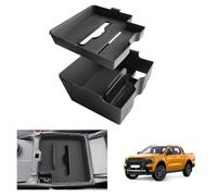 [2 Pezzi] GAFAT Compatibile con Ford Ranger T9 2025 2026-2023 (Freno Elettronico) Console Centrale Portaoggetti, Contenitore a Doppio Strato Rimovibile, Ranger Raptor Wildtrak XLT Braccioli Organizer
