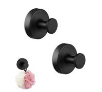 2 Pezzi Ganci a Ventosa per Doccia,Porta Asciugamani Ventosa in Acciaio Inox Senza Trapano,Gancio Doccia per Appendere la Doccia per Finestre,Porte in Vetro,Pareti del Bagno (Nero)