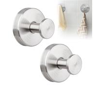 2 Pezzi Ganci a Ventosa Super Resistenti, Ganci Ventosa Bagno, Supportano Fino a 5 kg, Impermeabile, Resistenti all'Umidità e alla Ruggine (Argento)