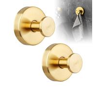 2 Pezzi Ganci a Ventosa Super Resistenti, Ganci Ventosa Bagno, Supportano Fino a 5 kg, Impermeabile, Resistenti all'Umidità e alla Ruggine (Oro)