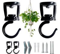 2 Pezzi Ganci da Parete per Piante, Ganci da Soffitto per Piante Ganci Parete per Piante, Ganci per Appendere Piante al Soffitto, Nero Gancio Soffitto Piante per Fioriere Lanterne Campanelli Eolici