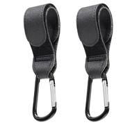 2 Pezzi Ganci Passeggino, Universali Accessori Passeggino per Appendere Borse, Gancio per borsa della spesa in Pelle per Appendere Borse, Zaini e Borsa della Spesa, Nero