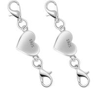 2 Pezzi Ganci per Braccialetti, Gancetti per Collane, Chiusure per Collane Magnetici, Chiusura Magnetica a Forma di Cuore in Argento Sterling 925, Accessori per la Creazione di Gioielli Fai da Te