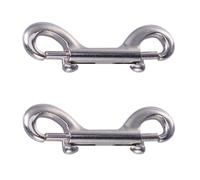 2 Pezzi Gancio a Scatto Doppio in Acciaio Inox, Clip Leva | Chiusura a Molla Grilletto Manuale, Argento, per Anelli, Imbracature, Cinghie e Uso Agricolo