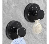 2 Pezzi Gancio a ventosa, Portata 10 KG, Gancio Accappatoio Doccia, Senza Foratura Ganci Ventosa Bagno, Gancio Riutilizzabile a Ventosa, Acciaio Inox Porta Asciugamani Resistenti Gancio (Nero)