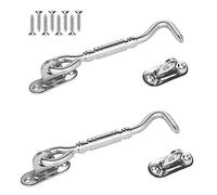 2 Pezzi Gancio Blocca Finestra - Chiavistello Chiusura Porta Legno - Gancio Tempesta Ganci per Cabina in Acciaio Inox con Viti per Porta Fienile, Garage, Chalet - 4 Pollici Argento