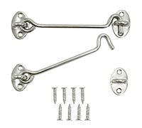 2 Pezzi Gancio Chiavistello Acciaio Inossidabile con 8 viti,15cm Argento Ganci,Gancio cabina e Chiavistello Cromato,Gancio Occhiello Cancello,per Porta,Finestra,Scorrevole