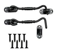 2 Pezzi Gancio Della Cabina Chiusura a Occhiello Acciaio Inossidabile 10 cm per Porte da Garage Hangar - Nero