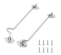 2 Pezzi Gancio Finestra, 150mm/5,90in Gancio per Finestre in Acciaio Inossidabile, Gancio Argentato per Finestre, Ganci per Finestre con Occhielli, Adatto per Finestre, Porte Garage