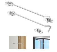 2 Pezzi Gancio per Finestra in Acciaio Inossidabile, Gancio Chiusura Porta con Viti di Montaggio, Blocca Finestra Aperta, Ganci per Finestre, Ferma Persiane, Gancio Porta per Porte, Finestre