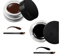 2 pezzi Gel Eyeliner, Gel Eyeliner in Crema a Lunga Durata Impermeabile, Pigmenti ad Alta Intensità Trucco per Prova di Sbavature,Waterproof con Pennelli (Nero e marrone)