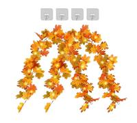2 Pezzi Ghirlande di Foglie D'acero Artificiali Autunnali Foglie Sospesa Decorazione con 4 Ganci Ghirlanda Autunnale per Interne e Esterne Halloween Ringraziamento Natale Matrimoni Feste Decorazioni