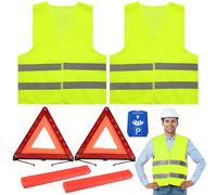 2 Pezzi Gilet Alta visibilità 2 Pezzi Triangolo Auto e Un Cartello Parcheggio