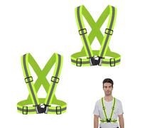 2 Pezzi Gilet Catarifrangente Regolabile ed Elastico per Moto, Ciclismo e Jogging, Alta Visibilità 360°, Sicurezza Notturna, Leggero e Confortevole