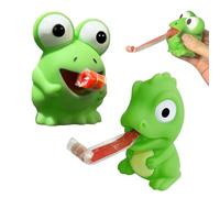 2 pezzi giocattoli da schiacciare, bambole creative dei cartoni animati, giocattoli per estendere la lingua, giocattoli di decompressione, giocattoli di rana, giocattoli elastici (verde)