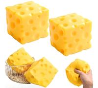 2 Pezzi Giocattolo da Spremere il Formaggio,7x7 Palla Antistress Quadrata Squishy al Formaggio,Fidget a Forma di Cibo,Giocattoli Antistress Realistico a Forma di Formaggio e Burro Per Bambini e Adulti