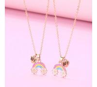 2 Pezzi Gioielli Ciondolo Collana Arcobaleno In Lega Di Zinco Smalto E Olio Decorativo Adatto Per Il Miglior Amico Per Uso Quotidiano Tagli UnicaGraficoLega di zinco