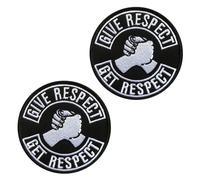 2 Pezzi Give Respect To Get Respect Ricamato Patch Militare Divertente Ricamato Badge Gancio & Loop Tattico Patch Appliques per Zaini Gilet Giacca Jean Dog Harness Abbigliamento Borse