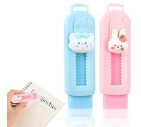 2 Pezzi Gomma Retrattile - Meow, Cancelleria per Cancellare Matite e Pastelli, Gomma a forma di coniglietto e gattino, Ideale per Scuola Ufficio, Idea Regalo Simpatica, 2,5 x 8,8 x 1,5 cm, Tema Kitty