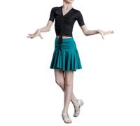 2 Pezzi Gonna da Ballo Latino per Ragazze con Top Corto, Completo da Allenamento per La Gonna da Tango Salsa Latina per Bambini,10Years,Green