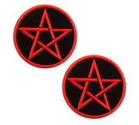 2 Pezzi Gothic Heathen Simboli Pentagono Gothic Punk Emblema Ricamato Gancio e Lazo Ciclisti Patch per Abbigliamento Giacche Jeans Uniforme DIY Collezione di Toppe