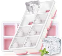 2 Pezzi Grande Ghiaccio Stampo, Furnsii XXL Stampo Cubetti Ghiaccio Silicone Con Coperchio, Senza BPA - Per Whisky, Cocktail, Cioccolato, Alimenti Per Bambini (rosa)