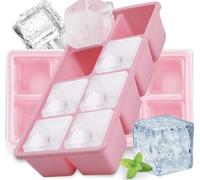 2 Pezzi Grande Ghiaccio Stampo, Furnsii XXL Stampo Cubetti Ghiaccio Silicone Con Coperchio, Senza BPA - Per Whisky, Cocktail, Cioccolato, Alimenti Per Bambini (rosa)