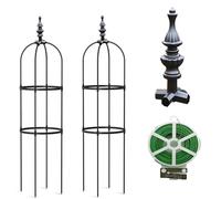 2 Pezzi Grande obelisco, Gabbia Tubolare per Rose, Supporto per Piante per Pomodoro, Piante rampicanti, Struttura di Supporto, Decorazione da Giardino, 25cm*90cm/9.8"*37.4",25cm*120cm/9.8"*47.2"(Blac