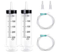 2 Pezzi Grande Siringa, 250ml Siringa con Catetere, Plastica Siringhe Senza Ago, Siringa per Liquido, Animali Domestici Siringhe, Sigilli Individuali Siringa per Laboratori Scientifici Giardino
