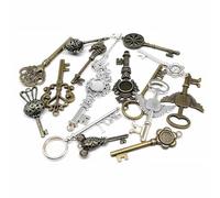 2 pezzi grandi, grandi, retrò, in ottone antico, vintage, argento, dall'aspetto antico, chiave decorativa, ciondoli Steampunk, creazione di gioielli fai da te(No.49 bronze)