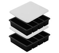 2 pezzi grandi stampi per cubetti di ghiaccio, 4 cavità, vassoio per cubetti di ghiaccio lungo con coperchio, stampi per congelatore in silicone impilabili e facili da sganciare per cucina, cockt