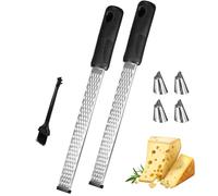 2 Pezzi Grattugia Limone Affilata Acciaio Inox, Robusto Grattugia Agrumi Manuale Nero, Universale Kitchen Fine Zenzero Grattugia con Manico, Multifunzionale Premium Grattugia Kit per Frutta Verdura