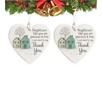 2 Pezzi Grazie Ai Vicini Ornamenti A Forma Di Cuore, Ornamenti Per Il Cuore Dei Vicini Di Natale, Come Te Sono Preziosi E Pochi, Ceramica Creativa Christmas Grazie Arredamento Per L'albero