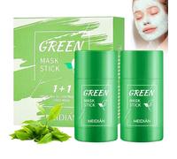 2 pezzi Green Mask Stick, Green Tea Mask Stick - Pulizia profonda, perfezionamento dei pori, rimozione dei punti neri, idratante Oil Control - Solid Clay Maschera per la cura della pelle per tutti i